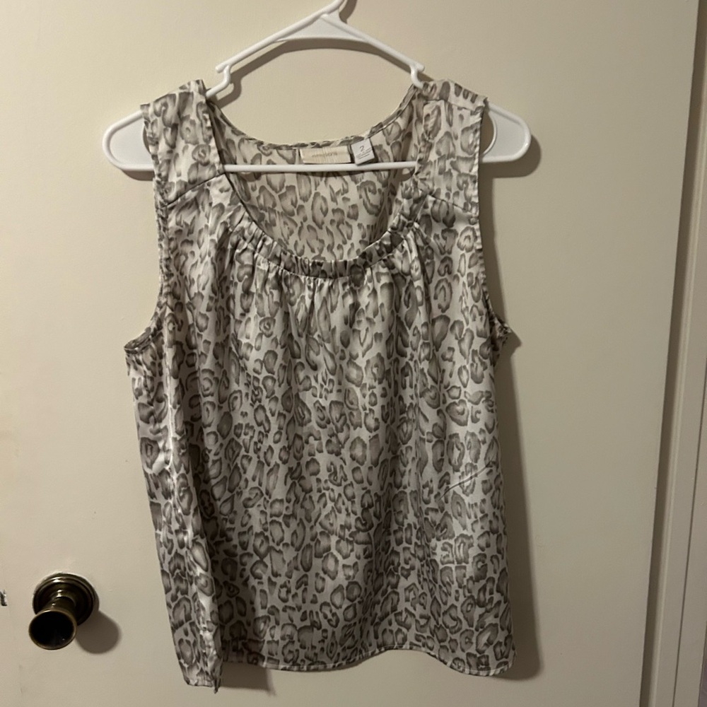 Chico's Silver Ruffled Sleeveless Blouse